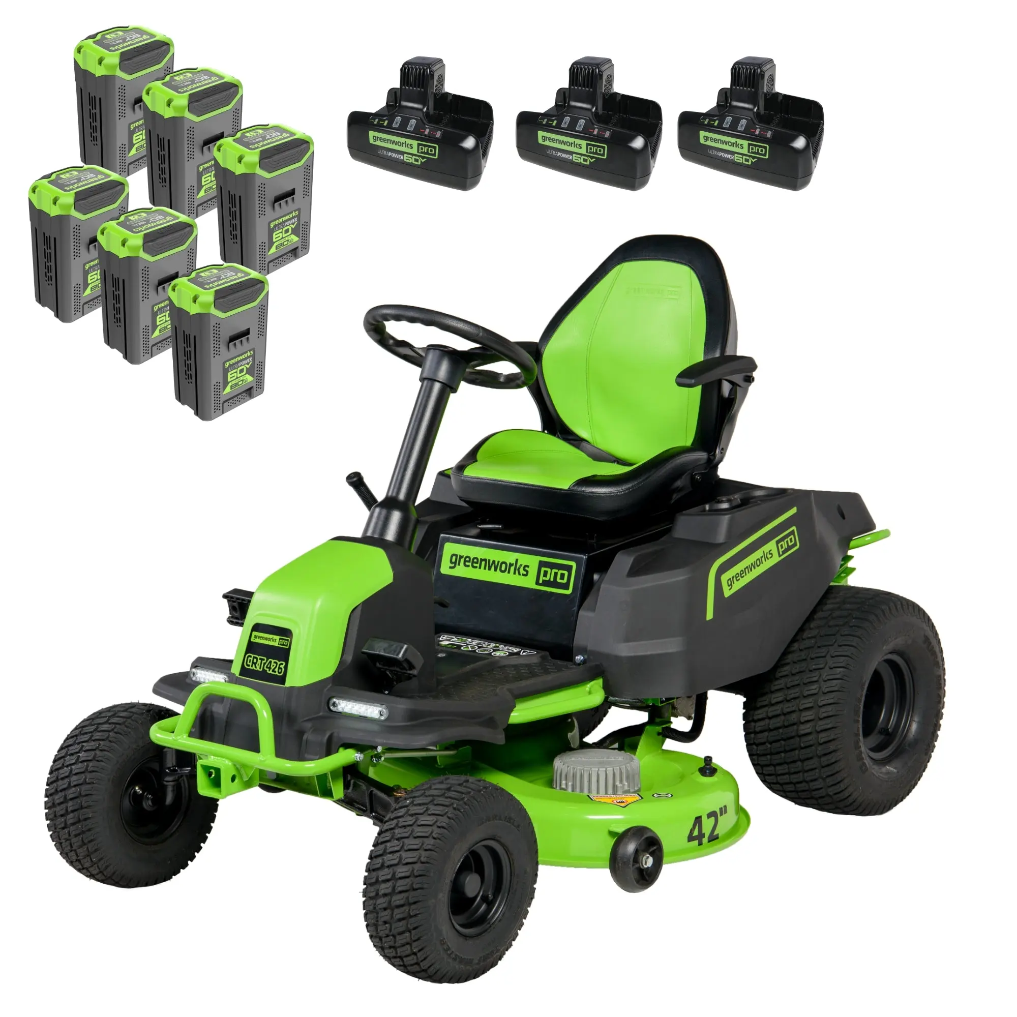 Greenworks 60V 42″ Cordless Battery CrossoverT Riding Lawn Mowers