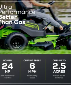 Greenworks 60V 42″ Cordless Battery CrossoverT Riding Lawn Mowers - Image 3