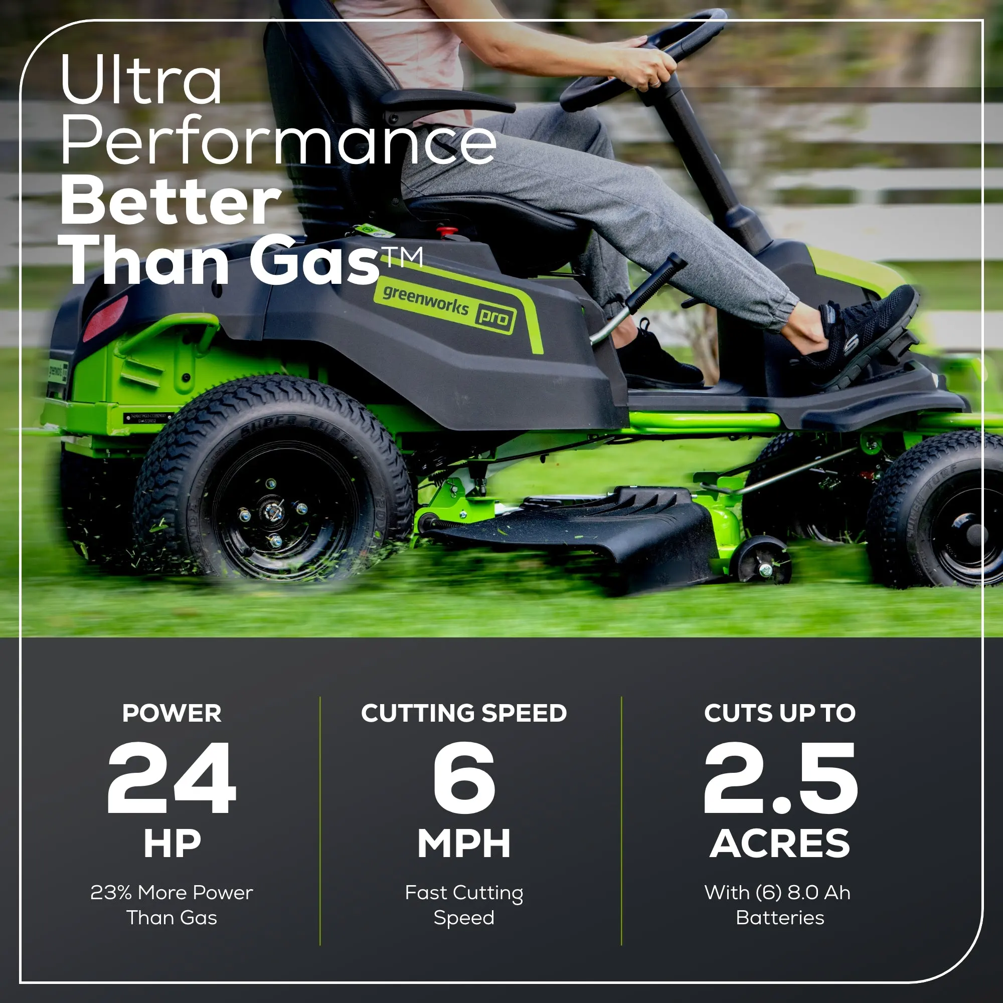Greenworks 60V 42″ Cordless Battery CrossoverT Riding Lawn Mowers - Image 3