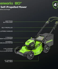 Alternative view of Greenworks 80V 21″ Cordless Self-Propelled Lawn Mowers