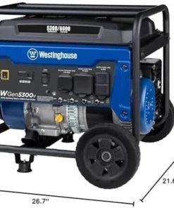 Westinghouse 6600 Peak Watt Home Backup Portable Generator, Transfer Switch Ready 30A Outlet, RV Ready 30A Outlets.