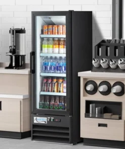 Avantco GDC-10-HC 21 5/8" Black Glass Door Merchandiser Refrigerator – 8.6 Cu. Ft.