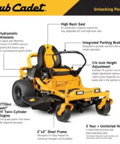 Cub Cadet Ultima ZT1 50″ Zero-Turn Riding Lawn Mower – Power, Precision & Comforts. - Image 3