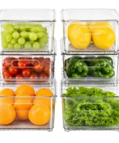 Fridge Storage Organizer Bins Set – Stackable Kitchen Refrigerator Containers