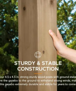 Alternative view of SUNJOY 10 ft. x 12 ft. Matte Black Cedar Framed Wooden Gazebo