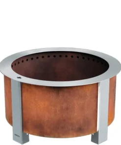 X Series 28 Inch Round Cortens Steels Wood-Burning Fire Pit in Stainless Steel by Breeo