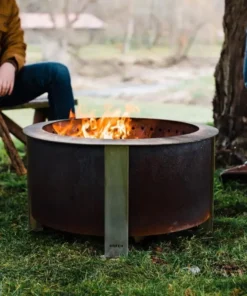 Alternative view of X Series 28 Inch Round Cortens Steels Wood-Burning Fire Pit in Stainless Steel by Breeo