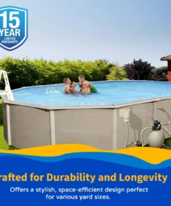 Alternative view of Belize 12-ft x 24-ft Oval 52-in Deep 6-in Top Rail Metal Wall Swimming Pool Package