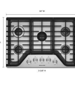 Alternative view of KitchenAid 30″ 5-Burner Gas Cooktops KCGS350ESS