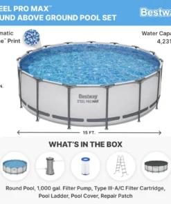 Alternative view of Bestway Steel Pro MAX 10 Foot x 30 Inch Round Metal Frame Above Ground Outdoor Backyard Swimming Pool Set with 330 GPH Filter Pumps